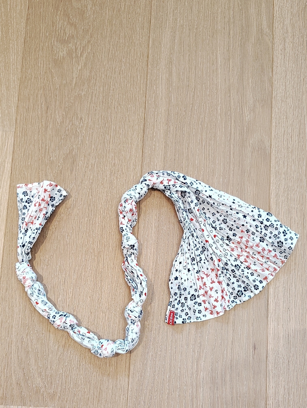 Mexx White Neck Scarf with Red & Navy Multi Print